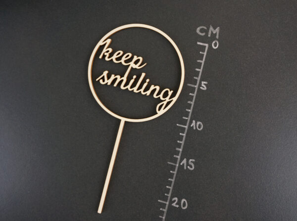 Stecker "keep smiling" im Ring mit Maße 1